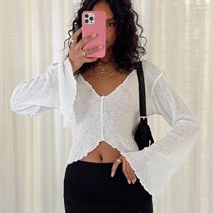 Princess Polly Hawksley Long Sleeve Lightweight Knit White Top Size 6